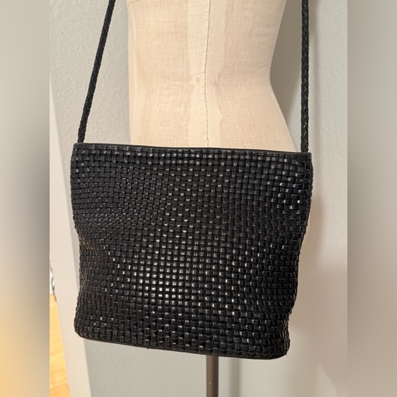Cem Handbags - Vintage Cem Black Leather Woven Crossbody Bag
